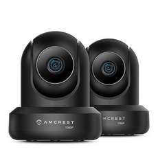 Amcrest 프로 HD 1080P Wi-Fi/무선 IP 보안 카메라 팬/틸트 양방향 오디오 클라우드 녹화 옵션 풀 2MP 슈퍼 와이드 90° 뷰 앵글 나이트 비전, 블랙