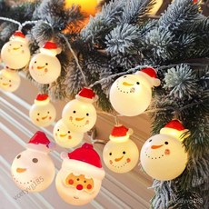 聖誕上新 聖誕節裝飾燈 LED燈串雪人彩燈聖誕樹裝扮星星燈新年裝飾掛件聖誕老人裝飾燈 LED聖誕燈 耶誕燈 星星燈, 10米80燈SUB,聖誕小雪兒, 1個