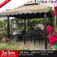 정자 공원 쉼터 조립식 전원주택 테라스 바베큐장, 11.존경형 물결 가장자리 3x 3m 커버 없음 기둥