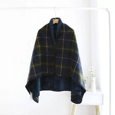극세사 만능 단추형 담요, 1개, H. 청록색 격자