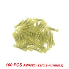 절연 수축 버트 커넥터 와이어 전기 크림프 터미널 내부 100pcs BHT 25, Yellow BHT0.5, 04 Yellow BHT0.5