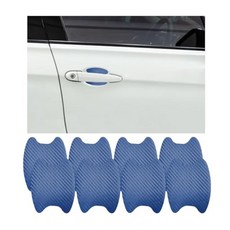 Ziciner 자동차 도어 핸들 스티커 8개 탄소 섬유 텍스처 자동 보호 필름 긁힘 방지 사이드 페인트 가드 범용 액세서리 블랙 182277, 8 PCS, 블루