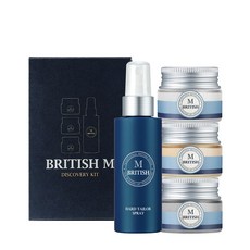 브리티시엠 맨즈 디스커버리 키트 왁스3종 스프레이1종 휴대용 여행용 헤어 스타일링, 1세트