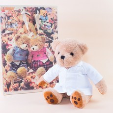 醫師泰迪熊 坐姿30公分 全身45公分 短毛 附小熊手提袋 畢業禮物