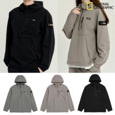 국내백화점판 내셔널지오그래픽 아노락 자켓 남여공용 우븐 스판 트레이닝 점퍼 밑단 스트링