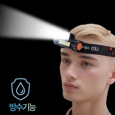 사니누 충전식 해드랜턴 등산용 낚시용 해루질, 1개, 블랙