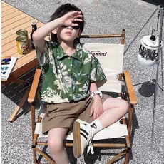 BabyBear 童裝 兒童短袖翻領上衣 渡假風襯衫 TL0095