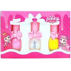 PINKY 可撕式兒童指甲油組 三色禮盒 安全無毒 兒童美妝, 1個, C.草莓牛奶+亮片銀白+檸檬黃