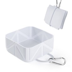 살림장인 휴대용 접이식 반려동물 급식기 급수기 키링, 그레이, 1개