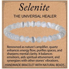 LPBeads 핸드메이드 천연 원석 스트레치 탄성 팔찌 힐링 크리스탈 라운드 스톤 비즈 주얼리 선물 여성 남성용 4mm 아프리카 블러드스톤 블러드스톤 266862, 화이트 셀레나이트