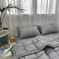 이불아저씨 포시즌 요매트(+솜포함) 요이불세트 요+차렵이불+베개커버, 지몽 그레이