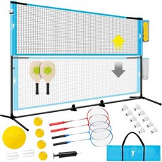 픽클볼 배드민턴 네트 세트 야외용 조절 네트가 포함된 올인원 휴대용 배구 콤보 라켓 포함 실내외용