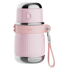 AKS 316 스테인리스 스틸 레트로 휴대용 보온병, 1개, 핑크, 450ml