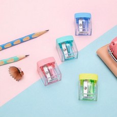 [델리] 코미코 투명 사각 미니 1홀 연필깎이 (4색 택1), 그린, 본상품선택