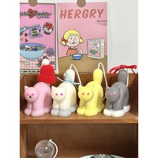 놀란고양이 캔들 씨솔트 고양이캔들 홈데코 집들이 인테리어장식, 무향, 핑크