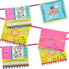 Talking Tables 보헤미안 피에스타 생일 파티 라마 장식용 다채로운 멕시코 폼폼 가랜드 엔칸토 모아나 테마에 적합 4m13피트 종이 화환 걸기 쉬움 244234