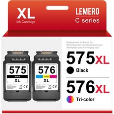 2 LEMERO 재생 고용량 잉크 카트리지 캐논 PG-540XL CL-541XL 픽소 MG2150 MG2250 MG3150 MG3250 MG3550 MG4150 MG4250 M, 575 XL Black/575 XL Colour