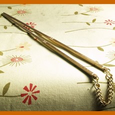 黃銅火筷夾炭筷子功夫茶爐橄欖炭配件潮州工夫茶具-嵐雲茶業, 1個, 方圓筷帶鏈子