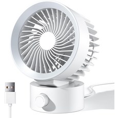 KinYiLO USB 저소음 선풍기 소형 조절 블랙 연결 개인 미니 팬 여행용 유연 책상 가정사무실기숙사데스크탑용 속도 전원 냉각 무단계 휴대용, White