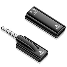 FASTELECTRIC 컴퓨터 헤드셋 게임 노래방 라이브 스트리밍용 3.5mm to USB 타입 C 헤드폰 어댑터 수 암 2팩 블랙 289414, FASTELECTRIC 컴퓨터 헤드셋 게임 노래방 라이