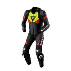 REV'IT! 摩托車賽車服，高強度耐磨皮革，透氣舒適，人體工學設計, black