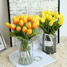 갓샵 망고 튤립 조화 꽃 6color 예쁜 인테리어 소품, 1개, 옐로우