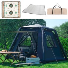 씽크라이프 5-6인용 4각형 원터치 에어텐트 4.8 공기주입식 감성 캠핑텐트 가족텐트, 2025년형 4각 에어텐트 블랙