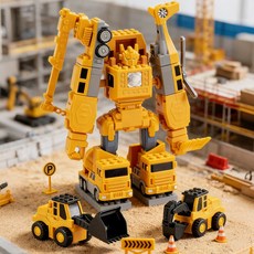 토요요 자석 공사 변신 로봇 조립 장난감 경찰 포크레인 완구JM-BX1, 노란색35CPS, 1개 노란색35CPS, 1개