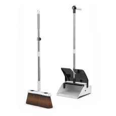 홈앤힐링 업소용 빗자루 쓰레받기 세트 스탠드형 올인원, 화이트, 1개