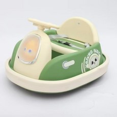 어린이 리모컨 범퍼카 조명 음악 360도 회전 대용량 배터리 이중 안전 보호, 1개, 그린 Green