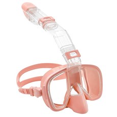 위베런 프리다이브 스노쿨링 마스크 숨쉬기편한 일체형 스노클링 장비 프리다이빙 물안경 세트, 피치핑크