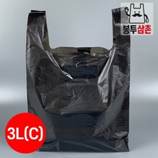 [봉투삼촌]시장 마트 봉투 3L 손잡이 재활용 비닐 쓰레기 봉지 검정색 연두색 백색 100장, 1세트, 3L(C)검정
