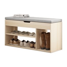 DIY家俱 收納換鞋凳 掀蓋式儲物換鞋櫃穿鞋椅 多功能置物鞋櫃 室內鞋收納簡易鞋架 多款可選, 80cm淺木紋豎款, 1個