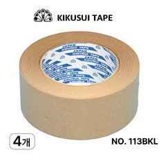 키쿠스이(일본산) 원조 프리미엄 크라프트 친환경 종이 테이프 50mm X 50m No.113 BKL, 4개