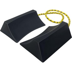 가벼운 여행 트레일러 경트럭용 트랙터를 위한 ROBLOCK 업그레이드 휠 초크 튼튼하고 사용하기 쉬운 간단한 타이어 나일론 로프 옐로우 반사 테이프4팩로 라이트 블록 스토퍼 초크를