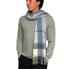 Humble Hilo 울 스카프 헤리티지 격자무늬 씨폼 블루 140694, 라벤더 블루