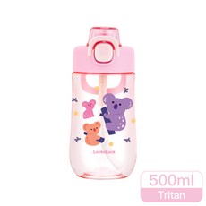 樂扣樂扣 兒童安全鎖扣水壺 500ml 恐龍綠/獅子黃/無尾熊粉 彈蓋水壺(Tritan無毒材質、安全鎖扣) 小朋友水壺, 1個, 無尾熊粉