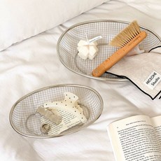 홈앤모어 다용도 스테인리스 수납 바스켓 트레이 세트, 1세트, 실버