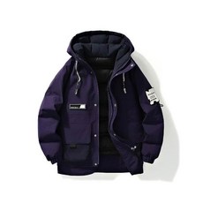 羽絨外套男款大尺碼，冬季防風防水保暖連帽外套，加絨防寒鋪棉大衣，禦寒麵包外套登山運動風衣雪衣