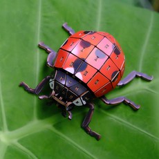 칠성무당벌레 무당벌레 Ladybug 곤충 동물 모형 11cm 3D 입체 종이 조립 퍼즐 DIY 키트 페이퍼 토이 크래프트, 레드
