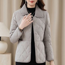 ROYALBELLE 여성 중년 카라 누빔 가벼운 데일리 엄마옷 포근 패딩 자켓 K0103024
