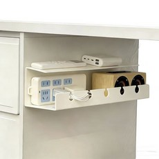 延長線插座理線槽 電腦桌下理線架置物架 桌下集線器 免打孔電線收納整理盒, 白色款40cm 送背膠貼, 1個