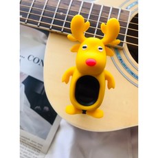 SWIFF A7 卡通夾式調音器 麋鹿/外星人造型 適用琵琶、二胡、吉他、烏克麗麗、小提琴, 1個, 黃色麋鹿