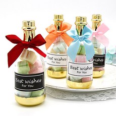 FlowerSP 香檳瓶棉花糖 婚禮小物, 1個, ① A&D款(Thank you)混合