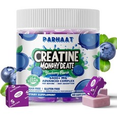 Creatine Monohydrate Chews Complex 6400mg for Men & Women -Advanced Formula W/L-Taurine + Vitamin, Blueberry, 1개