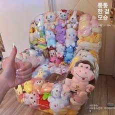 송빈 투명 인형 소파 의자 촬영 소품 인테리어 편안한 수납, 투명 대형 지퍼 인형 소파 커버