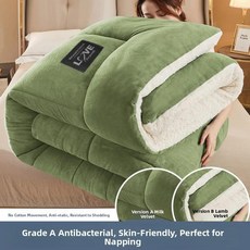 양털 벨벳 담요 겨울 이불 양면 플로킹 기숙사용 싱글 학생용 푹신한, N. 항균 등급 다이아몬드 항균 강화 버전 - 아보카도