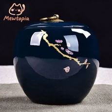 세라믹 고양이와 개 항아리 양서류 새 햄스터 화장 유골 다양한 동물 대한 죽음 후 기념, 01 Plum Blossom, 1