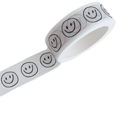 라온스티커 4종 스마일 마스킹 테이프 다꾸 5M 마테 메모 스티커, 화이트(T-0683) 3개