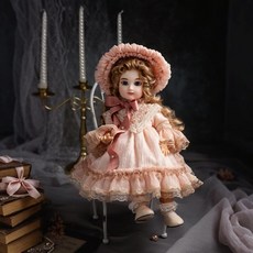 클로버레이 6인치 BJD 비닐 비스케 인형 빅토리아 시대 드레스가 있는 스케일 포즈형 빈티지 코트 전시용 선물 상자가 수집품 장식용 생일 이름 도자기핑크, Pink